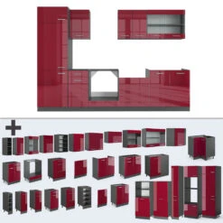 Küchenzeile "R-Line" Bordeaux Hochglanz/Anthrazit 300 Cm Ohne Arbeitsplatte Vicco 14 Küchenzeile "R-Line" Bordeaux Hochglanz/Anthrazit 300 Cm Ohne Arbeitsplatte Vicco -Vicco 20231124 m3625 06 ol