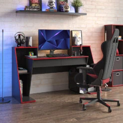 Gaming Tisch "Roko" Schwarz/Rot 170 X 60.3 Cm Mit 2 Schubladen Vicco -Vicco 20231211 m6181 04 ol