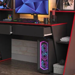 Gaming Tisch "Roko" Schwarz/Rot 170 X 60.3 Cm Mit 2 Schubladen Vicco -Vicco 20231211 m6181 05 ol