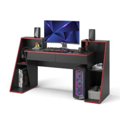 Gaming Tisch "Roko" Schwarz/Rot 170 X 60.3 Cm Mit 2 Schubladen Vicco -Vicco 20231211 m6181 07 ol