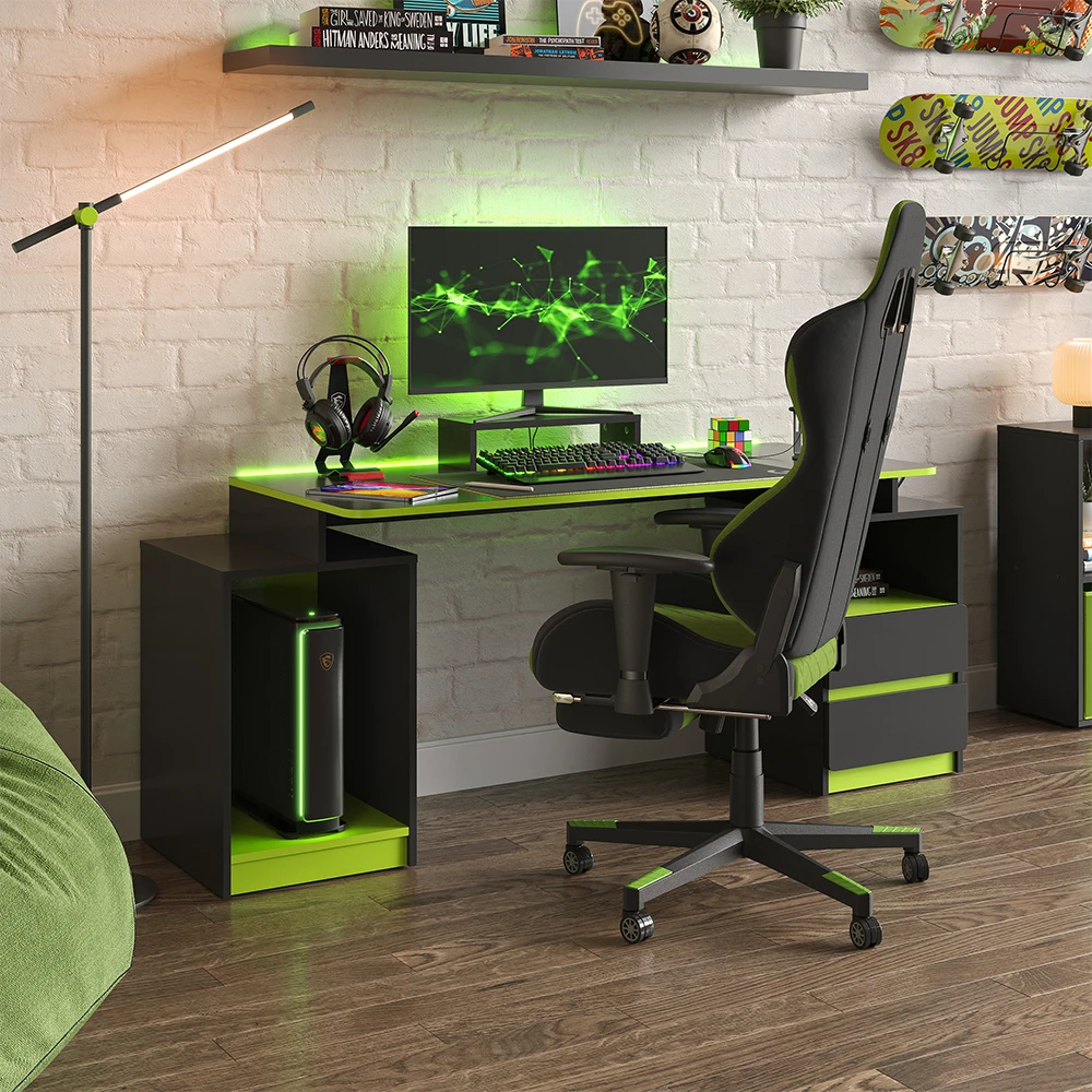 Vicco Schreibtisch "Mars", Anthrazit/Mintgrün, 178.2 X 60 Cm Mit 2 Schubladen 5 Vicco Schreibtisch "Mars", Anthrazit/Mintgrün, 178.2 X 60 Cm Mit 2 Schubladen – Bild 4