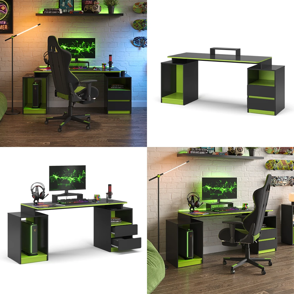 Vicco Schreibtisch "Mars", Anthrazit/Mintgrün, 178.2 X 60 Cm Mit 2 Schubladen 8 Vicco Schreibtisch "Mars", Anthrazit/Mintgrün, 178.2 X 60 Cm Mit 2 Schubladen – Bild 7