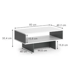 Vicco Couchtisch "Josef", Anthrazit/Weiß, 80 X 35.4 Cm Mit 1 Regal -Vicco 20231228 m6283 03 ol