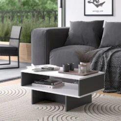 Vicco Couchtisch "Josef", Anthrazit/Weiß, 80 X 35.4 Cm Mit 1 Regal -Vicco 20231228 m6283 04 ol