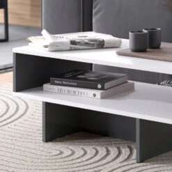 Vicco Couchtisch "Josef", Anthrazit/Weiß, 80 X 35.4 Cm Mit 1 Regal -Vicco 20231228 m6283 05 ol