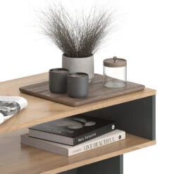 Vicco Couchtisch "Josef", Anthrazit/Goldkraft Eiche, 80 X 35.4 Cm Mit 1 Regal -Vicco 20231228 m6284 06 ol