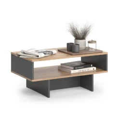 Vicco Couchtisch "Josef", Anthrazit/Goldkraft Eiche, 80 X 35.4 Cm Mit 1 Regal -Vicco 20231228 m6284 07 ol