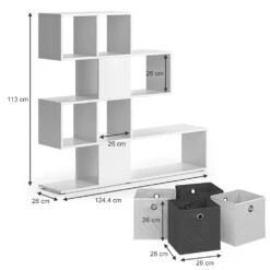 Raumteiler "Hylda" Weiß 124.4 X 113 Cm Mit 4 Faltboxen Vicco -Vicco 20231317 m5600 03 ol