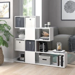 Raumteiler "Hylda" Weiß 124.4 X 113 Cm Mit 4 Faltboxen Vicco -Vicco 20231317 m5600 04 ol