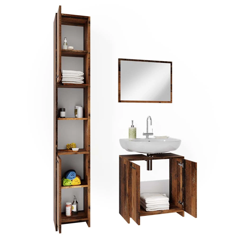 Badmöbel Set "Kiko" Eiche Rustikal 3 Teile, Mit Hochschrank Vicco 9 Badmöbel Set "Kiko" Eiche Rustikal 3 Teile, Mit Hochschrank Vicco – Bild 7