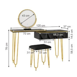 Schminktisch "Bella" Schwarz Hochglanz 120 Cm Mit LED Spiegel Und Hocker Vicco 13 Schminktisch "Bella" Schwarz Hochglanz 120 Cm Mit LED Spiegel Und Hocker Vicco -Vicco 20231417 m5465 03 ol