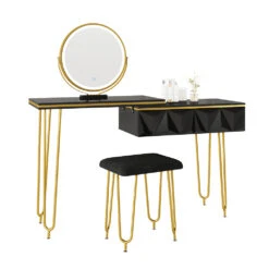 Schminktisch "Bella" Schwarz Hochglanz 120 Cm Mit LED Spiegel Und Hocker Vicco 16 Schminktisch "Bella" Schwarz Hochglanz 120 Cm Mit LED Spiegel Und Hocker Vicco -Vicco 20231417 m5465 07 ol