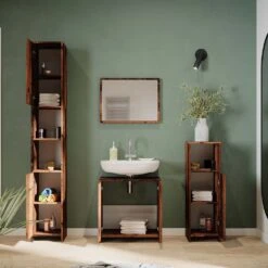 Badmöbel Set "Kiko" Eiche Rustikal 4 Teile Vicco -Vicco 20231423 m5610 04 ol