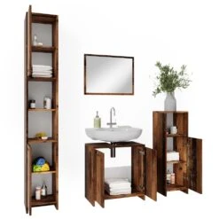 Badmöbel Set "Kiko" Eiche Rustikal 4 Teile Vicco -Vicco 20231423 m5610 07 ol