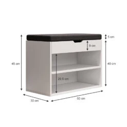 Schuhbank "Titus" Weiß 60 X 45 Cm Mit Auflage Oskar Store -Vicco 20231614 m5560 03 ol