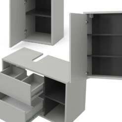 Badmöbel Set "Viola" Grau/Anthrazit 3 Teile, Mit Midischrank Vicco -Vicco 20231623 m5647 06 ol