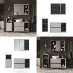 Badmöbel Set "Viola" Grau/Anthrazit 3 Teile, Mit Midischrank Vicco -Vicco 20231623 m5647 08 ol