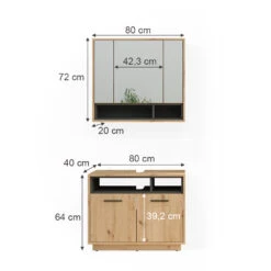 Badmöbel Set "Beatrice" Eiche/Anthrazit 2 Teile Vicco -Vicco 20231723 m5649 03 ol