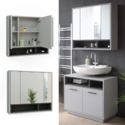 Bad Spiegelschrank "Beatrice" Grau/Anthrazit 80 X 72 Cm Vicco -Vicco 20231810 m5594 02 ol