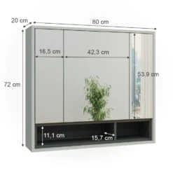 Bad Spiegelschrank "Beatrice" Grau/Anthrazit 80 X 72 Cm Vicco -Vicco 20231810 m5594 03 ol