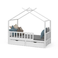 Hausbett "Franka" Weiß 80x160 Cm Mit 2 Schubladen Oskar Store -Vicco 20231912 m5553 07 ol