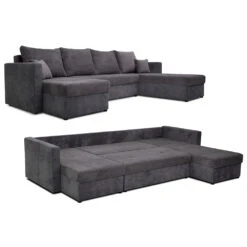 Sofa L Form Dunkelgrau/Hellgrau 290 X 185 Cm Mit Bettkasten Vitalispa -Vicco 20232014 m5706 07 ol