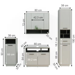 Badmöbel Set "Beatrice" Grau/Anthrazit 4 Teile Vicco -Vicco 20232023 m5656 03 ol