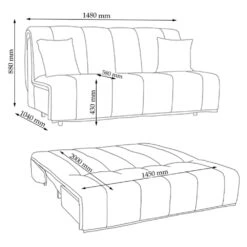 Sofa "Malta" Grau 148 Cm Mit Schlaffunktion Vitalispa 11 Sofa "Malta" Grau 148 Cm Mit Schlaffunktion Vitalispa -Vicco 20232114 m5707 03 ol
