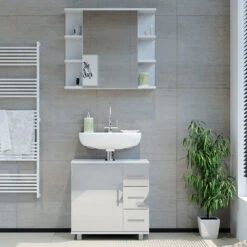 Badmöbel Set "Ilias" Weiß Hochglanz 2 Teile Vicco 13 Badmöbel Set "Ilias" Weiß Hochglanz 2 Teile Vicco -Vicco 20232123 m5669 04 ol