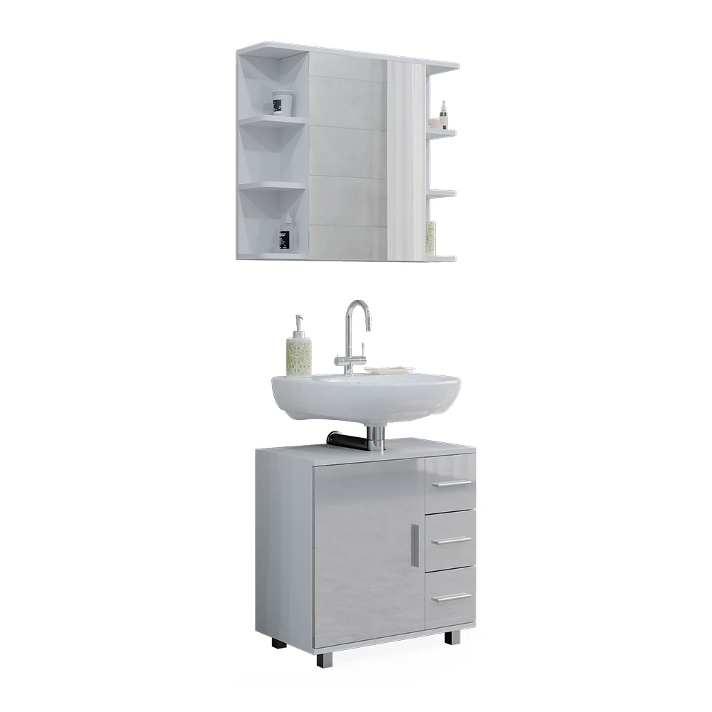 Badmöbel Set "Ilias" Weiß Hochglanz 2 Teile Vicco 10 Badmöbel Set "Ilias" Weiß Hochglanz 2 Teile Vicco – Bild 8