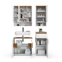 Badmöbel Set "Eden" Weiß Hochglanz/Artisan-Eiche 4 Teile Vicco 15 Badmöbel Set "Eden" Weiß Hochglanz/Artisan-Eiche 4 Teile Vicco -Vicco 20232217 m5614 06 ol