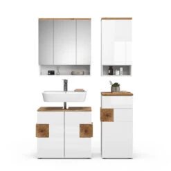 Badmöbel Set "Eden" Weiß Hochglanz/Artisan-Eiche 4 Teile Vicco 16 Badmöbel Set "Eden" Weiß Hochglanz/Artisan-Eiche 4 Teile Vicco -Vicco 20232217 m5614 07 ol