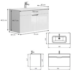 Badmöbel Set "Stefania" Weiß 2 Teile, Unterschrank 80 Cm Vicco -Vicco 20232321 m5494 03 ol