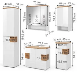Badmöbel Set "Eden" Weiß Hochglanz/Artisan-Eiche 5 Teile Vicco 12 Badmöbel Set "Eden" Weiß Hochglanz/Artisan-Eiche 5 Teile Vicco -Vicco 20232417 m5615 03 ol
