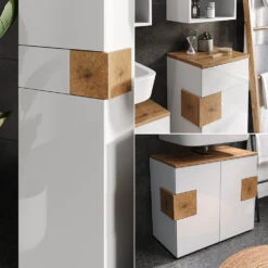 Badmöbel Set "Eden" Weiß Hochglanz/Artisan-Eiche 5 Teile Vicco 14 Badmöbel Set "Eden" Weiß Hochglanz/Artisan-Eiche 5 Teile Vicco -Vicco 20232417 m5615 05 ol