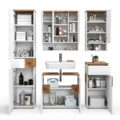 Badmöbel Set "Eden" Weiß Hochglanz/Artisan-Eiche 5 Teile Vicco 15 Badmöbel Set "Eden" Weiß Hochglanz/Artisan-Eiche 5 Teile Vicco -Vicco 20232417 m5615 06 ol