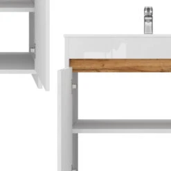 Badmöbel Set "Lemgo" Weiß 2 Teile, Unterschrank 80 Cm Vicco -Vicco 20232421 m5496 06 ol