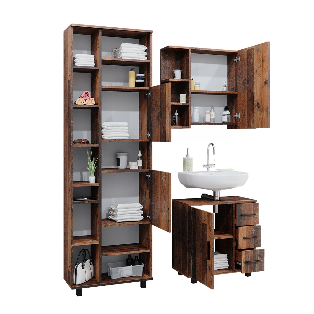 Badmöbel Set "Ilias" Eiche Rustikal 3 Teile, Mit Unterschrank 60 Cm Vicco 9 Badmöbel Set "Ilias" Eiche Rustikal 3 Teile, Mit Unterschrank 60 Cm Vicco – Bild 7