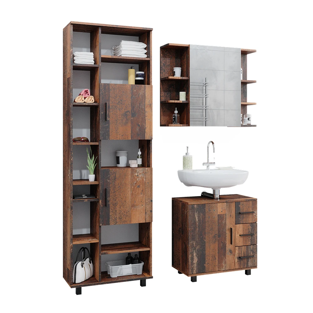 Badmöbel Set "Ilias" Eiche Rustikal 3 Teile, Mit Unterschrank 60 Cm Vicco 10 Badmöbel Set "Ilias" Eiche Rustikal 3 Teile, Mit Unterschrank 60 Cm Vicco – Bild 8