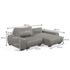 Sofa L Form "Perry" Grau 260 X 160 Cm Vitalispa -Vicco 20232512 m1764 03 ol