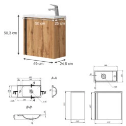 Badmöbel Set "Kleo" Goldkraft Eiche 2 Teile Vicco -Vicco 20232521 m5499 03 ol