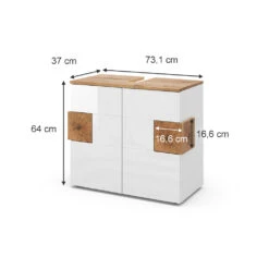 Waschbeckenunterschrank "Eden" Weiß Hochglanz/Artisan-Eiche 73.1 X 64 Cm Vicco -Vicco 20232817 m5519 03 ol