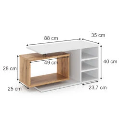 Couchtisch "Rafi" Weiß/Eiche 88 X 40 Cm Vicco -Vicco 20232910 m5517 03 ol