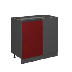 Eckschrank "R-Line" Rot/Anthrazit 86 Cm J-Shape, Ohne Arbeitsplatte Vicco