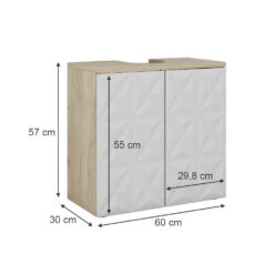 Waschbeckenunterschrank "Edge" Weiß/Eiche 60 X 57 Cm Mit 2 Türen Vicco 12 Waschbeckenunterschrank "Edge" Weiß/Eiche 60 X 57 Cm Mit 2 Türen Vicco -Vicco 20233012 m5667 03 ol