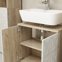 Waschbeckenunterschrank "Edge" Weiß/Eiche 60 X 57 Cm Mit 2 Türen Vicco 14 Waschbeckenunterschrank "Edge" Weiß/Eiche 60 X 57 Cm Mit 2 Türen Vicco -Vicco 20233012 m5667 05 ol