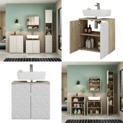 Waschbeckenunterschrank "Edge" Weiß/Eiche 60 X 57 Cm Mit 2 Türen Vicco 17 Waschbeckenunterschrank "Edge" Weiß/Eiche 60 X 57 Cm Mit 2 Türen Vicco -Vicco 20233012 m5667 08 ol