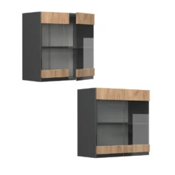 Küchenschrank Glas "R-Line" Goldkraft Eiche/Anthrazit 60 Cm J-Shape Vicco 11 Küchenschrank Glas "R-Line" Goldkraft Eiche/Anthrazit 60 Cm J-Shape Vicco -Vicco 20233023 mm279 ant gkjs 08 ol