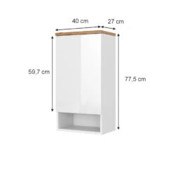 Badschrank "Eden" Weiß Hochglanz/Artisan-Eiche 40 X 77.5 Cm Mit 4 Fächer Vicco -Vicco 20233117 m5520 03 ol