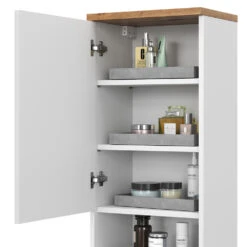 Badschrank "Eden" Weiß Hochglanz/Artisan-Eiche 40 X 77.5 Cm Mit 4 Fächer Vicco -Vicco 20233117 m5520 06 ol